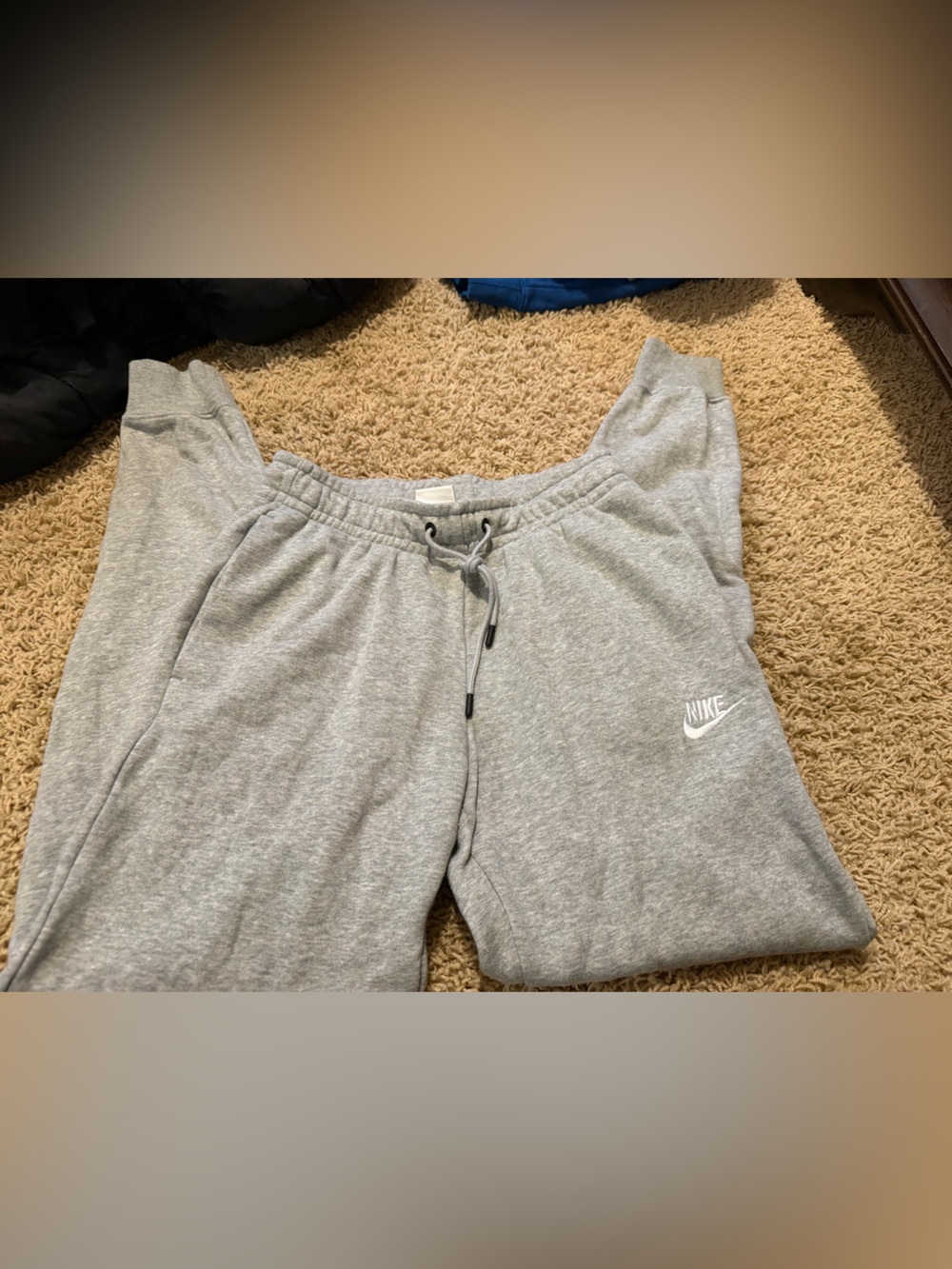 Nike Light Gray Fleece Sweatpants with Drawstring